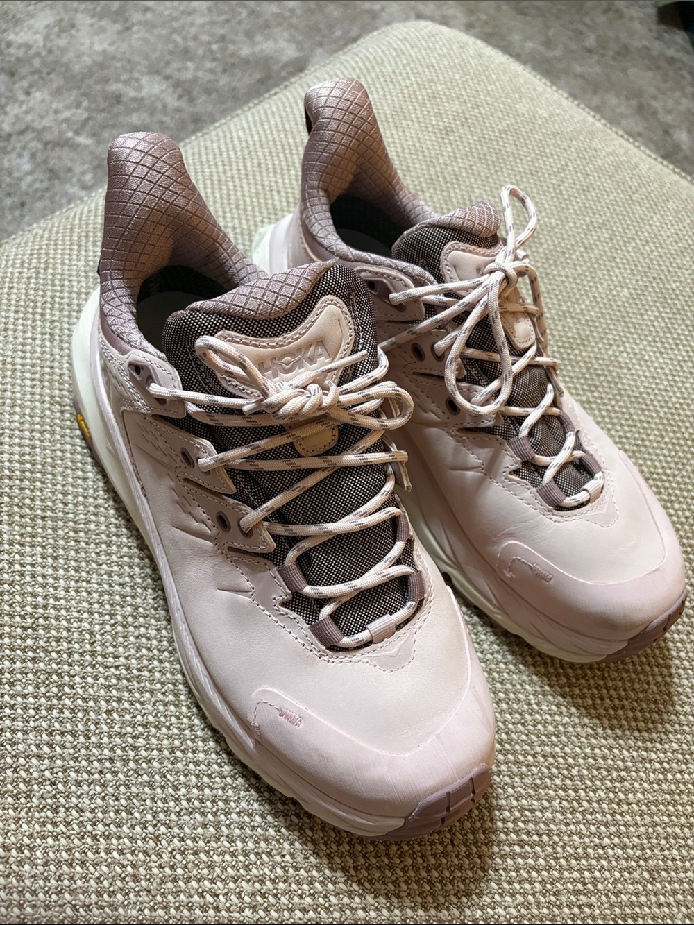 Hoka One One Kaha 2 Low GTX hiking shoes in the Cosmic Pearl/Oat Milk